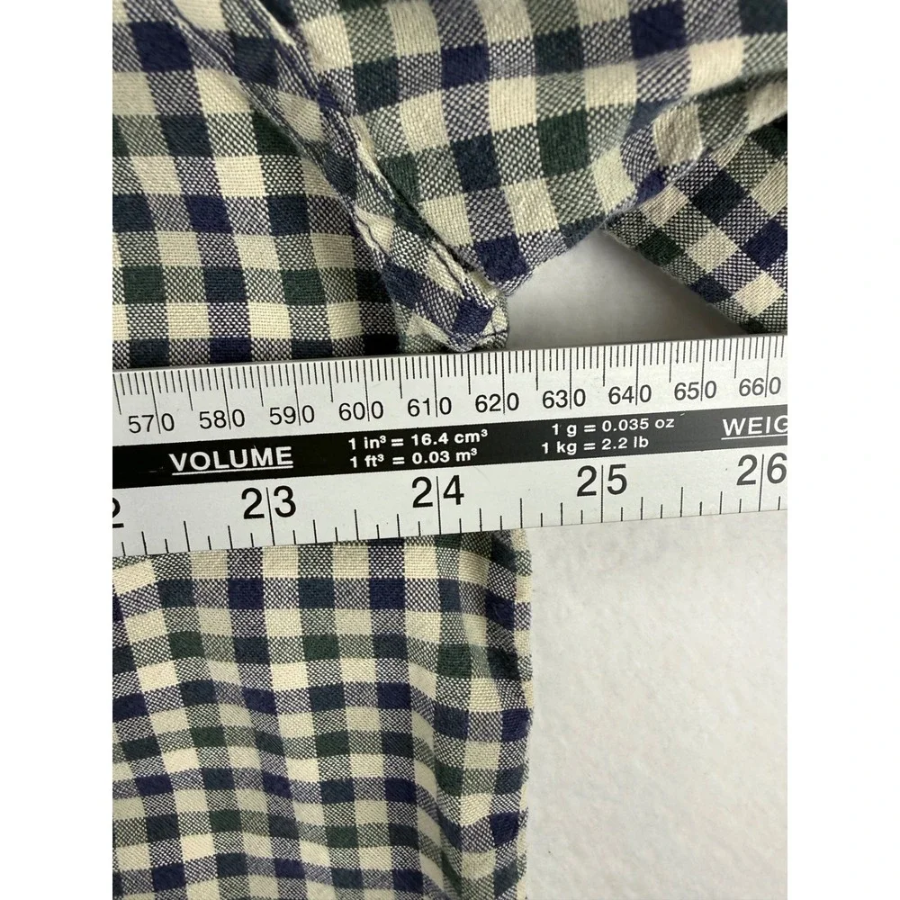 Eddie Bauer Button Down Shirt Mens Large Tall Navy Green Gingham Plaid‎ Cotton